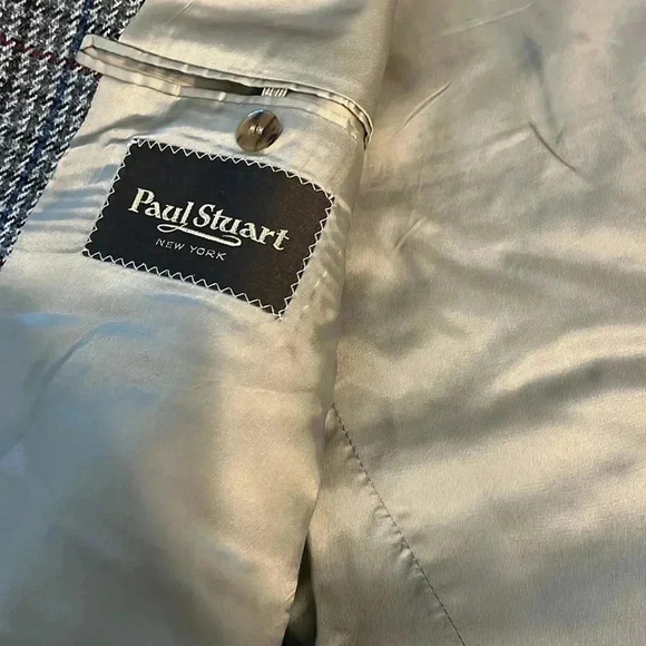 [45Tall]Paul Stuart Tweed Plaid Wool  Blazer Sport Coat - Picture 5 of 13